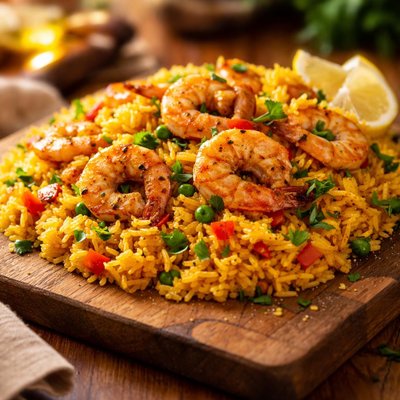 Yellow rice with shrimp