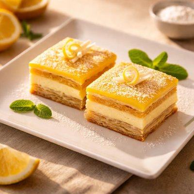 Yellow square pastry