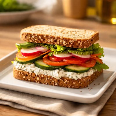 Yoghurt and veggie sandwich