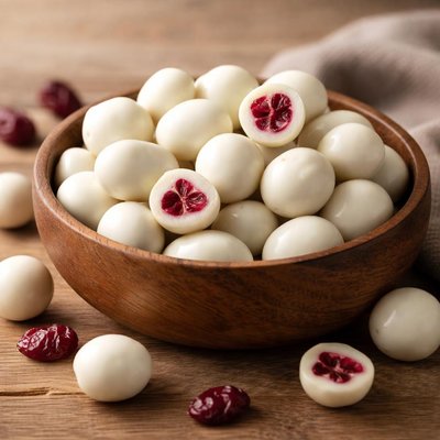 Yoghurt coated cranberries