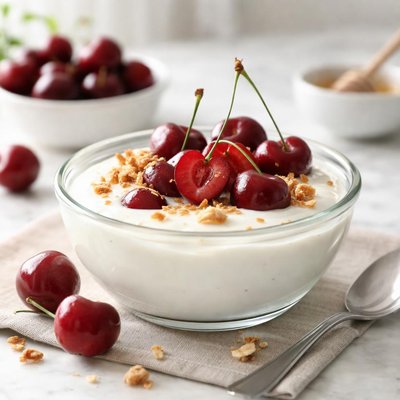 Yogurt and cherries