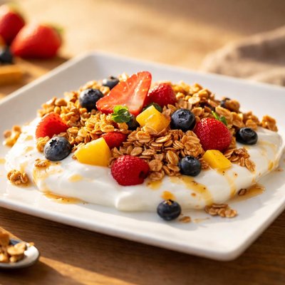 Yogurt and fruit granola