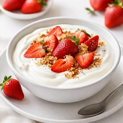 Yogurt and strawbwerries
