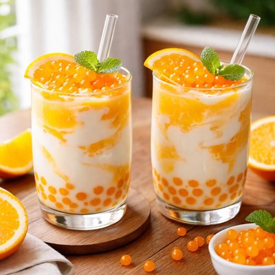 Yogurt orange boba