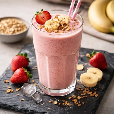 Yogurt strawberry banana smoothie
