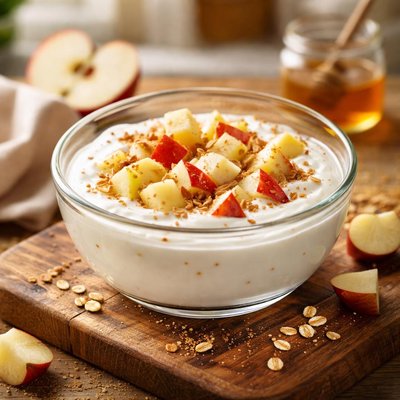 Yogurt with apple pieces