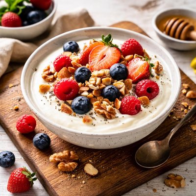 Yogurt with berries and nuts