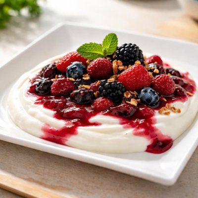 Yogurt with berry compote
