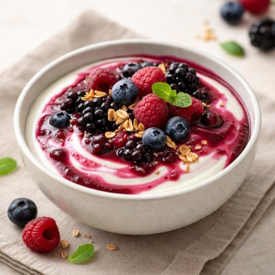 Yogurt with berry sauce