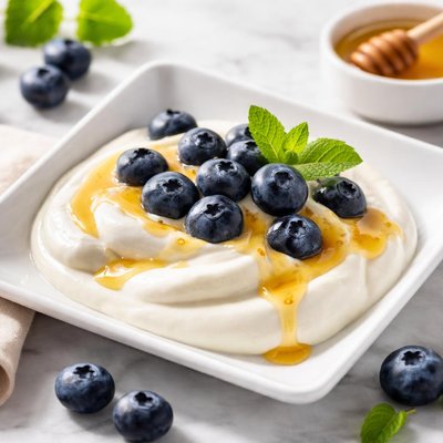 Yogurt with blueberries and honey