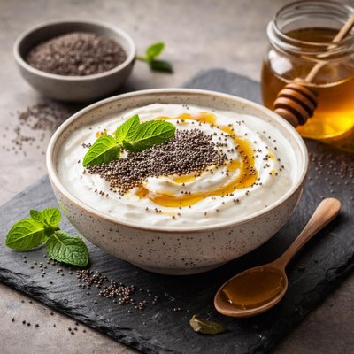 Yogurt with chia seeds and honey