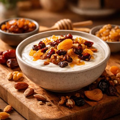 Yogurt with dried fruits