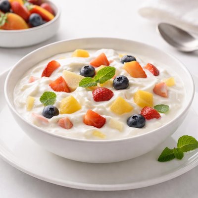 Yogurt with fruit pieces