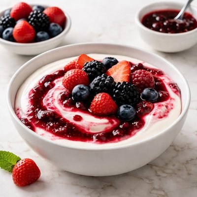 Yogurt with fruit sauce