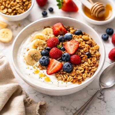 Yogurt with granola and fruit