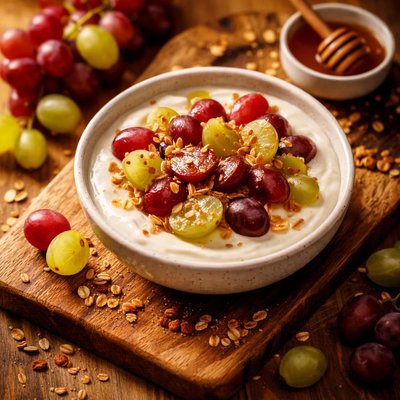 Yogurt with grapes
