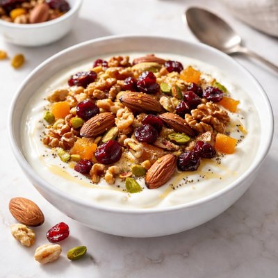 Yogurt with nuts and dried fruit