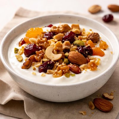 Yogurt with nuts and dried fruits