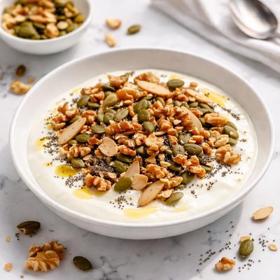 Yogurt with nuts and seeds
