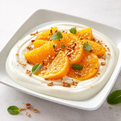 Yogurt with orange slices
