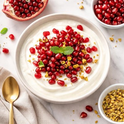 Yogurt with pomegranate seeds