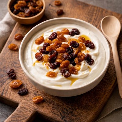 Yogurt with raisins