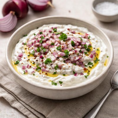 Yogurt with red onions