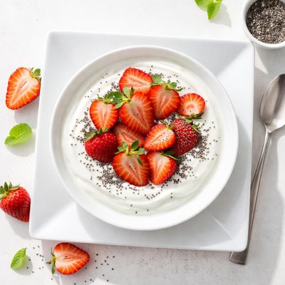 Yogurt with strawberries and chia seeds