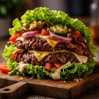 Zing double angus street burger with jalapeno and no carb option