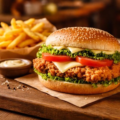 Zinger sandwich with fries