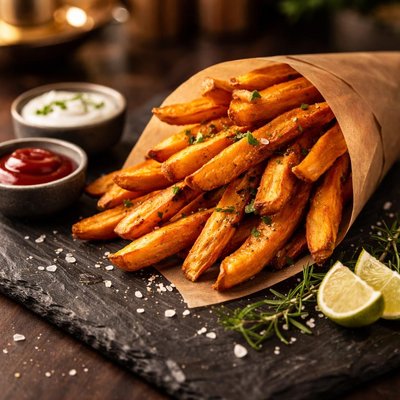 Zoete aardappel frietes