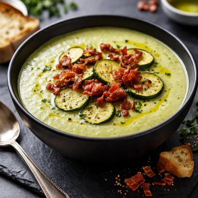 Zucchini and bacon soup