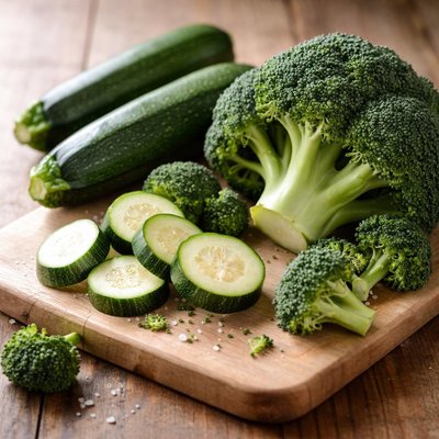 Zucchini and broccoli