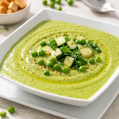 Zucchini and peas cream soup