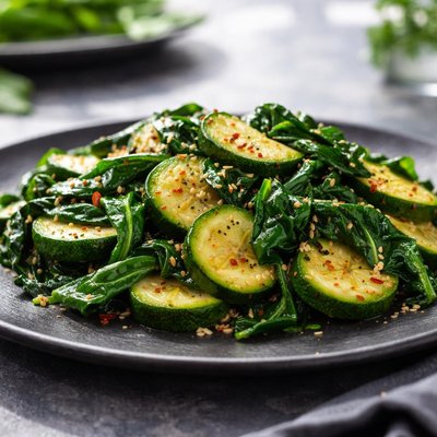 Zucchini and spinach stir-fry