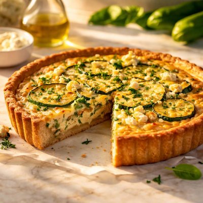 Zucchini feta quiche