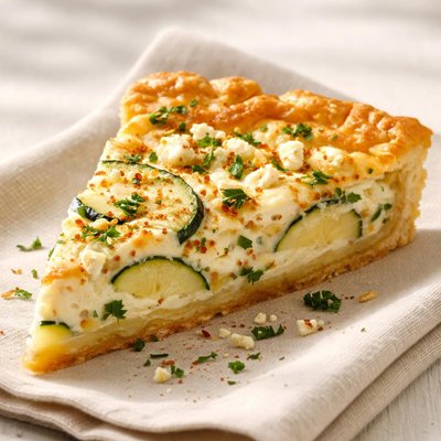 Zucchini feta quiche slice