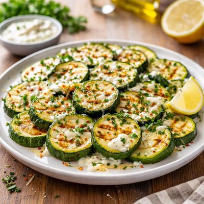 Zucchini slices with sauce