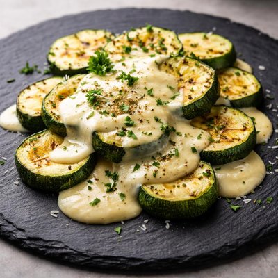 Zucchini with cheese sauce
