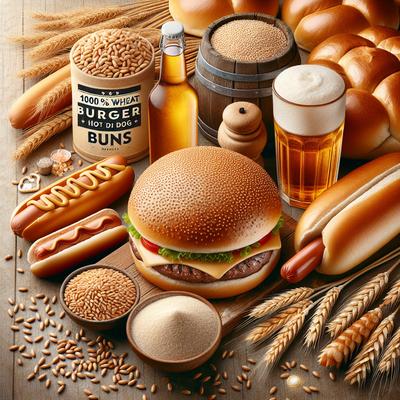Image of 100 Whole Wheat Burger Hot Dog Buns