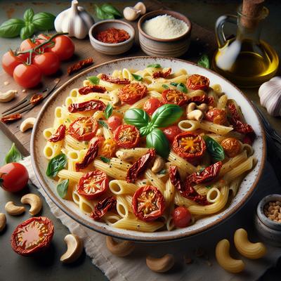 Image of 15 Minute Creamy Sun Tomato Basil Cashew Pasta