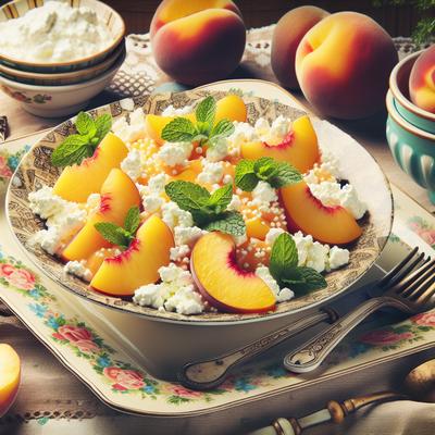 Image of 1950s Picture Salad Peach and Cottage Cheese