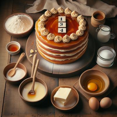 Image of 1 2 3 4 Cake with Caramel Icing