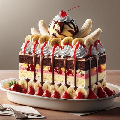 Image of 1 2 3 Banana Split Ice Cream Cake