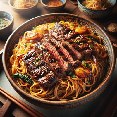Image of 1 2 3 Steak on Noodles