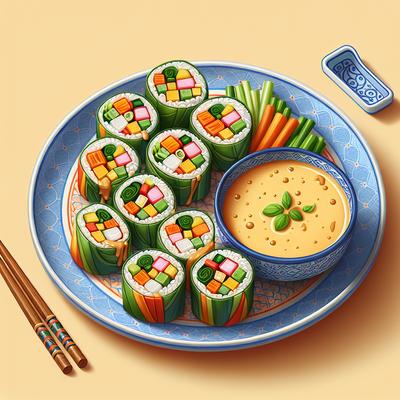 Image of 2 Points Plus Crunchy Veggie Rolls with Peanut Dipping Sauce