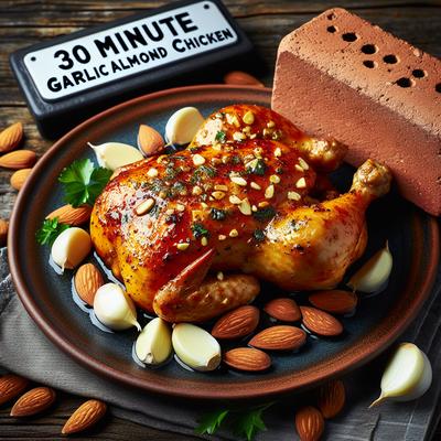 Image of 30 Minute Garlic Almond Chicken Under a Brick