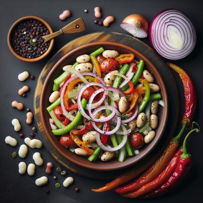 Image of 3 Bean Salad with Marinated Sweet Onions and Roasted Peppers