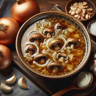 Image of 3 Onion Mushroom and Garlic Soup