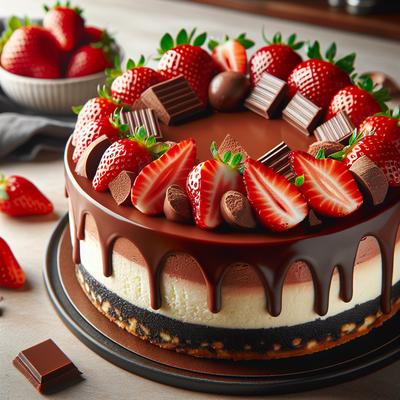 Image of 4 Inch Strawberry Chocolate Cheesecake